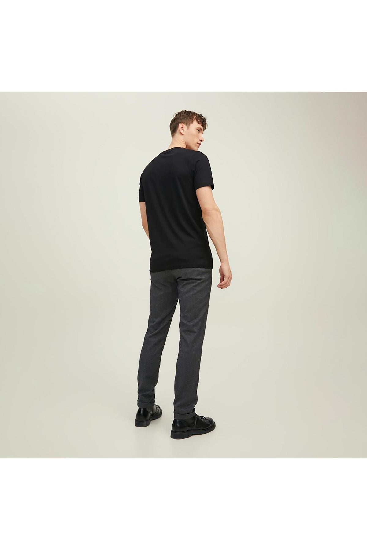 JACK JONES Erkek SİYAH Pamuklu Tişört 12217167