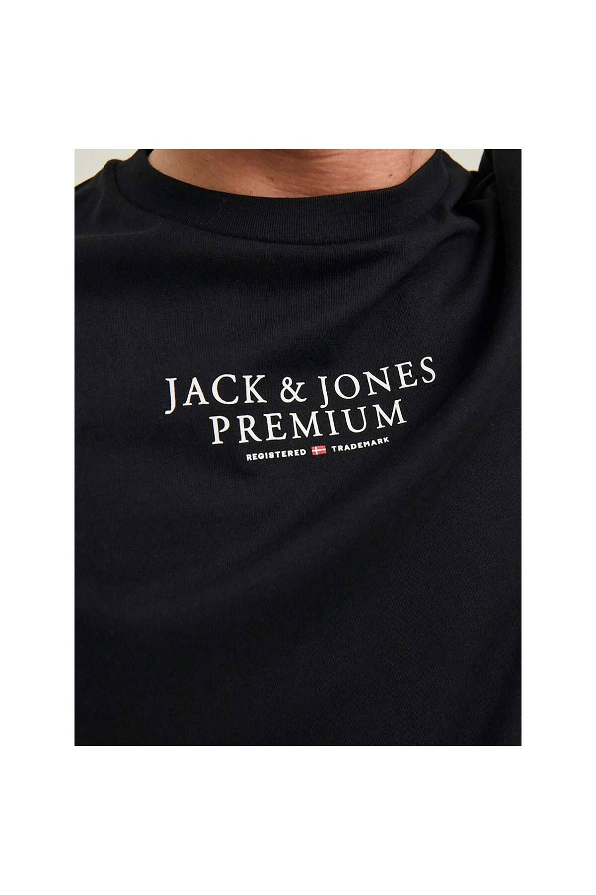 JACK JONES Erkek SİYAH Pamuklu Tişört 12217167
