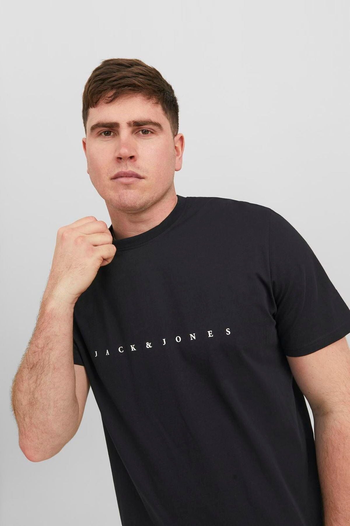 JACK JONES Erkek Siyah Pamuklu Tişört 12243625