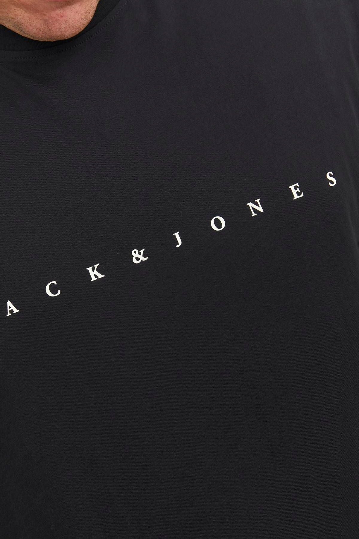 JACK JONES Erkek Siyah Pamuklu Tişört 12243625