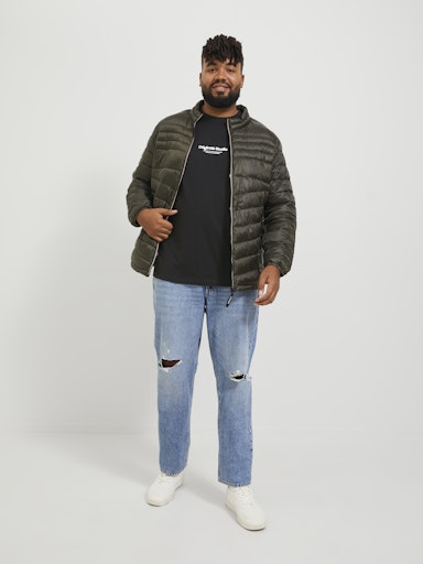 JACK JONES Erkek Siyah Pamuklu Tişört 12248177