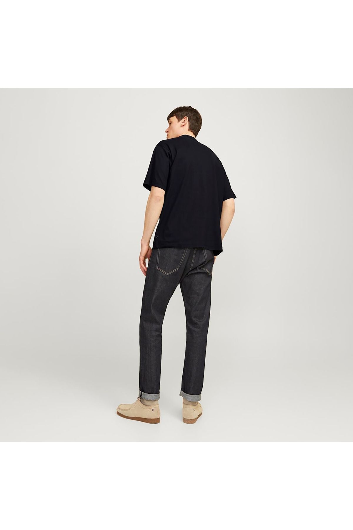 JACK JONES Erkek Siyah Pamuklu Tişört 12259357