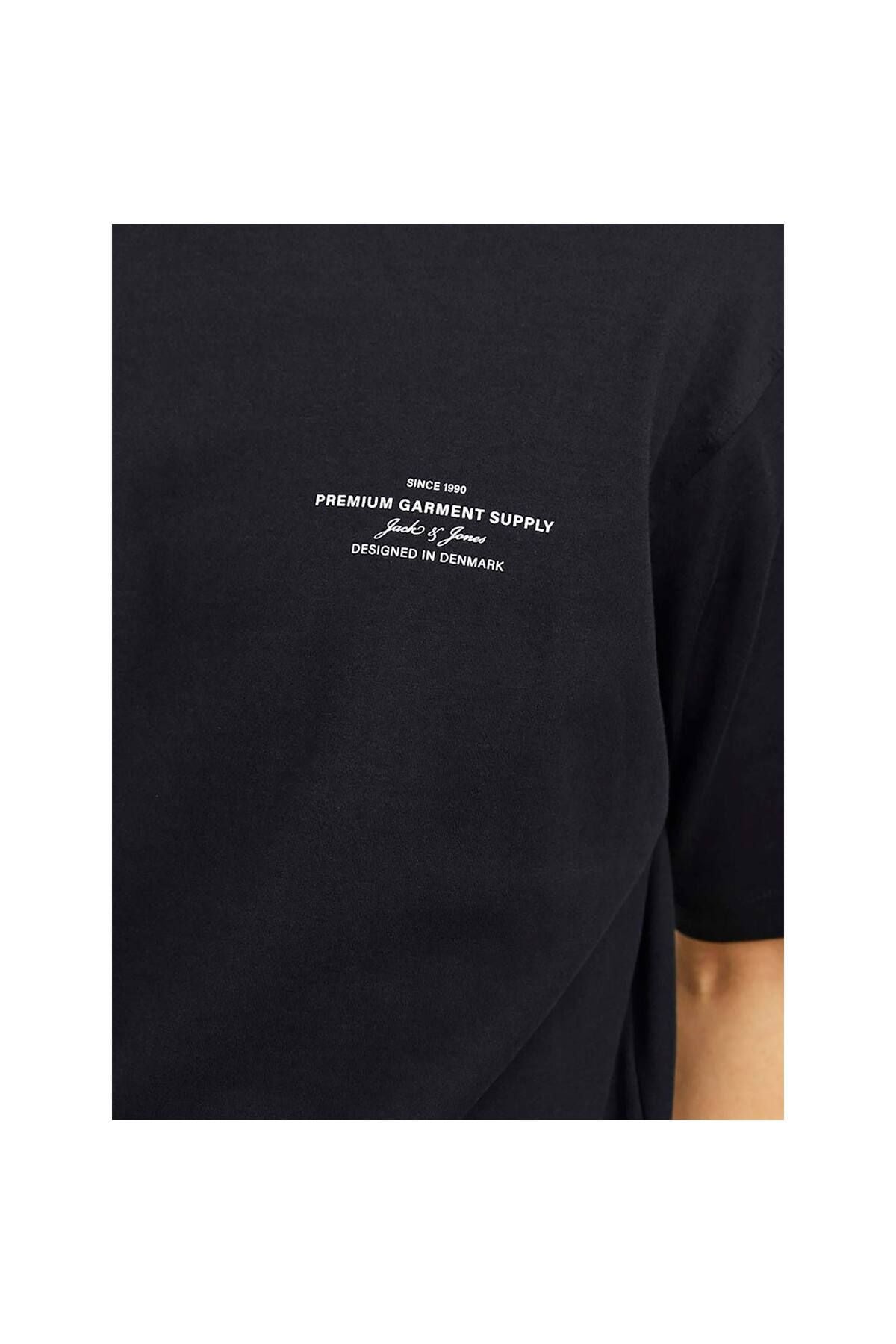 JACK JONES Erkek Siyah Pamuklu Tişört 12259357