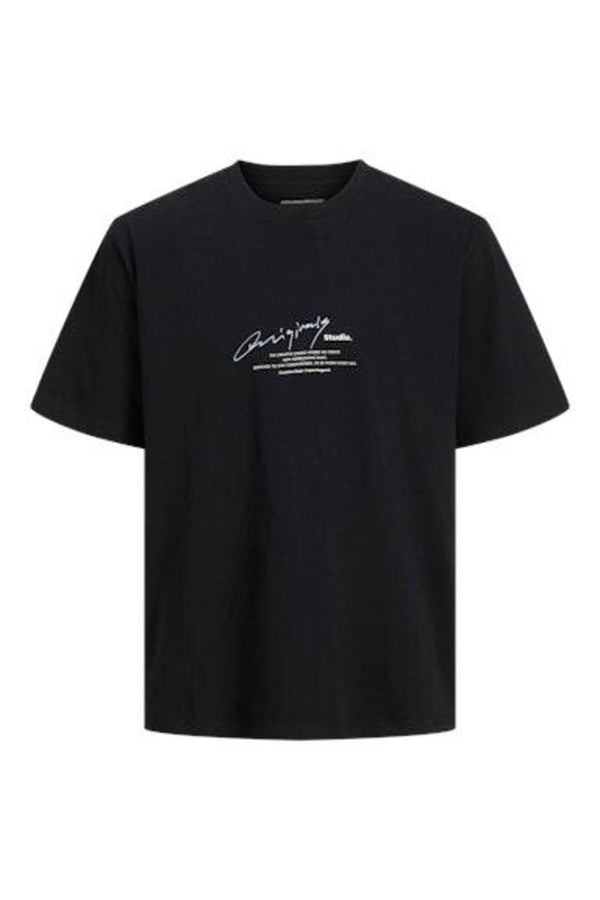 JACK JONES Erkek Siyah Pamuklu Tişört 12273373