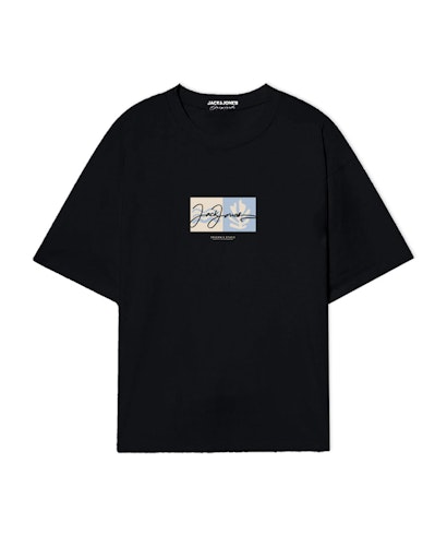 JACK JONES Erkek Siyah Pamuklu Tişört 12281808