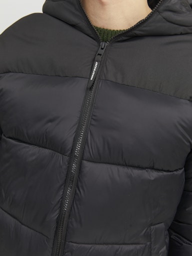 Jack Jones Erkek Siyah Rüzgar Geçirmez Puffer Mont 12235859S