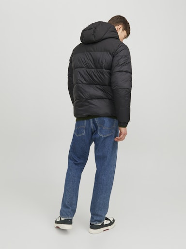 Jack Jones Erkek Siyah Rüzgar Geçirmez Puffer Mont 12235859S