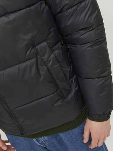 Jack Jones Erkek Siyah Rüzgar Geçirmez Puffer Mont 12235859S