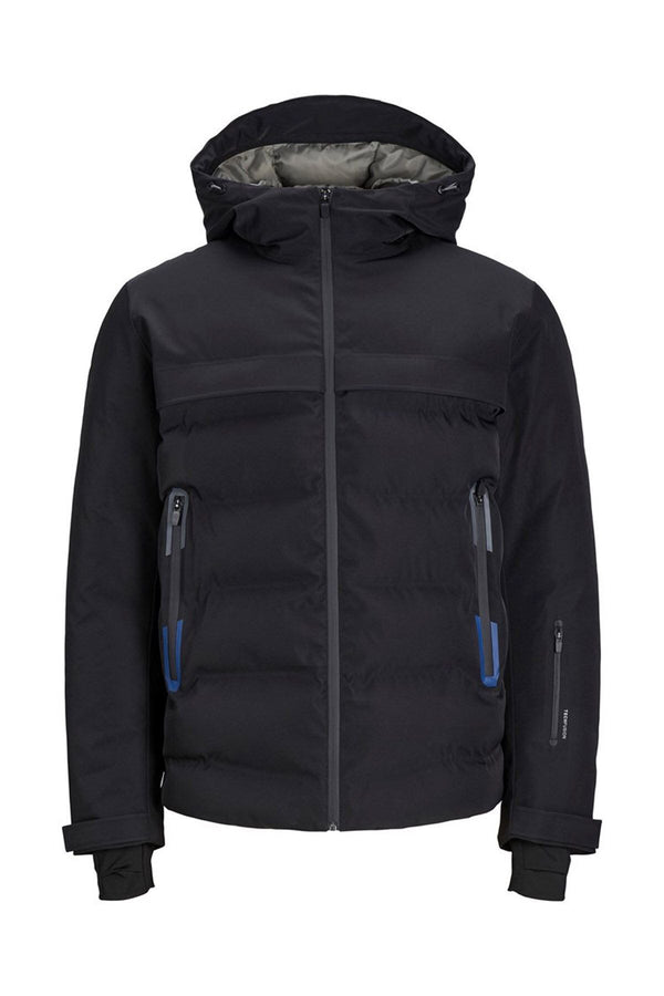 Jack Jones Erkek Siyah Su Geçirmez Kapüşonlu Kısa Kesim Puffer Mont 12225287S