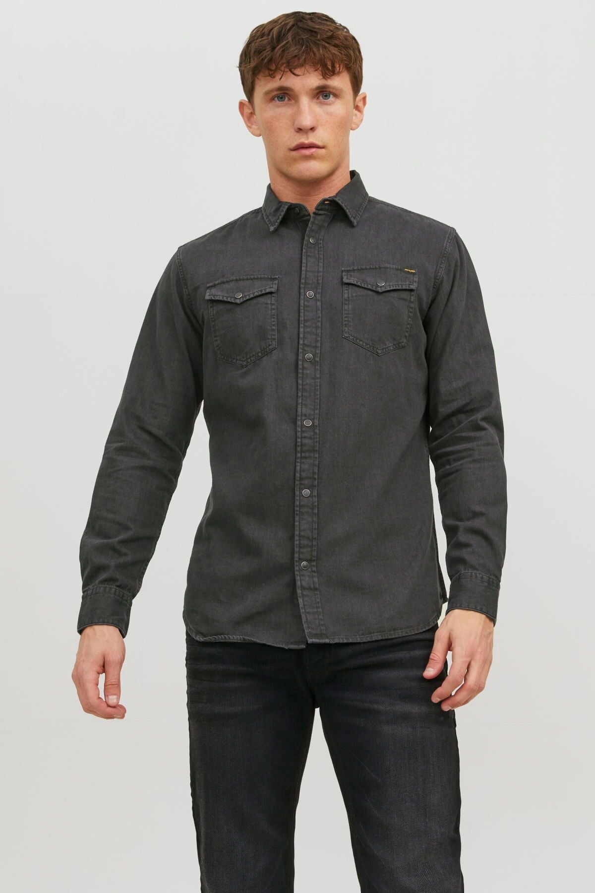JACK JONES Erkek SİYAH Uzun Kollu Gömlek 12138115