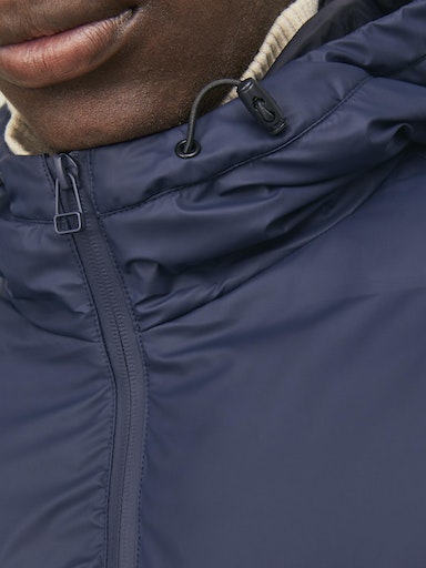 Jack Jones Erkek Uzun Şişme Erkek Mont Su Geçirmez Kapüşonlu Lacivert 12239014L