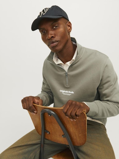Jack Jones Erkek Yeşil Jorvesterbro Fermuarlı Sweat 12241777