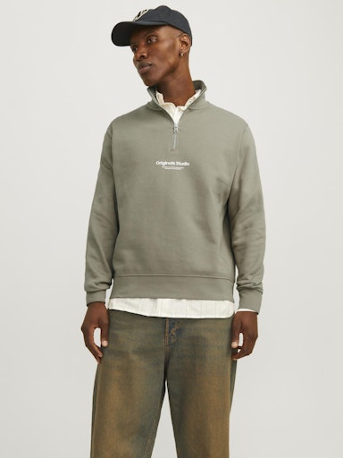 Jack Jones Erkek Yeşil Jorvesterbro Fermuarlı Sweat 12241777