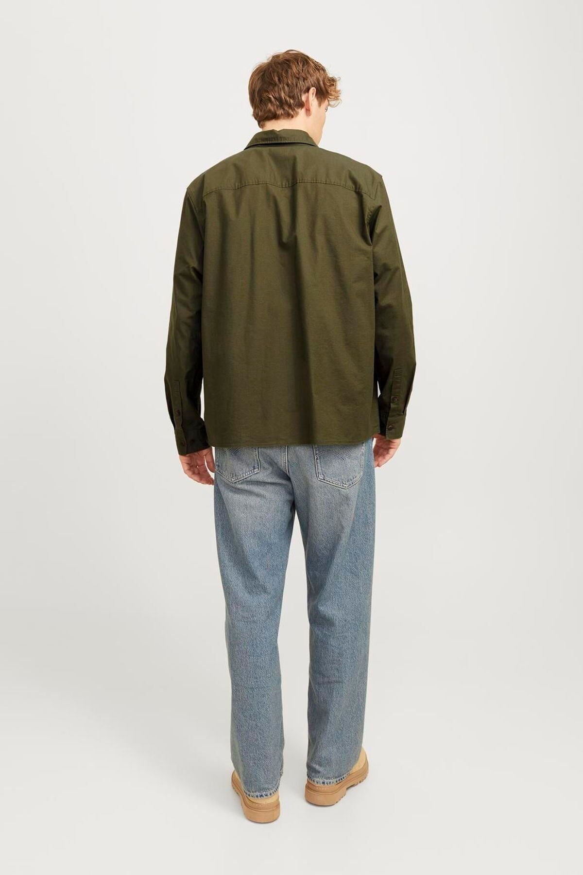 JACK JONES Erkek Yeşil Oversized Oxford Gömlek 12268952