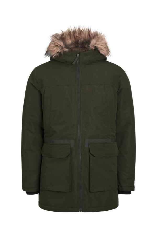 Jack Jones Erkek Yeşil Kapüşonlu Outdoor Parka 12235858