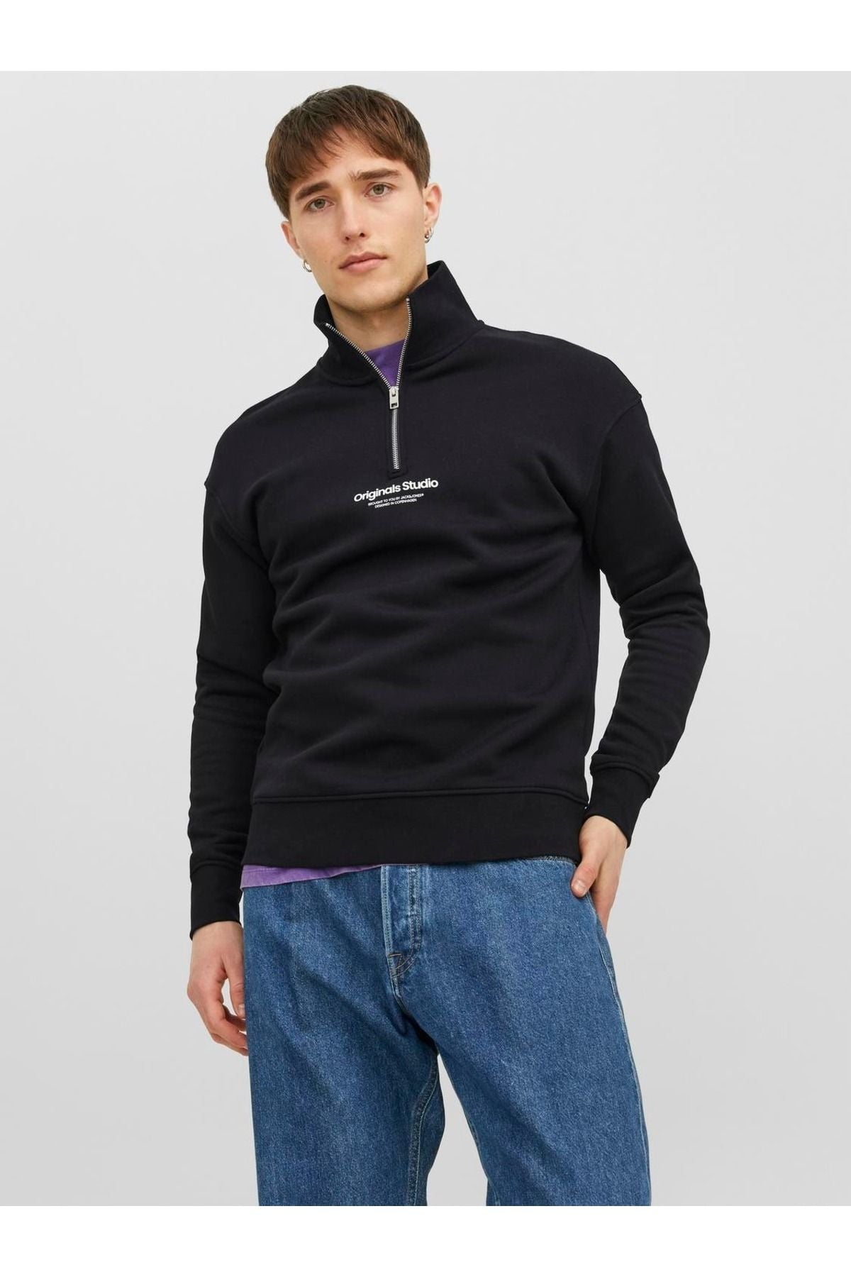 Jack & Jones JORVESTERBRO Erkek Siyah Sweatshirt 12241777