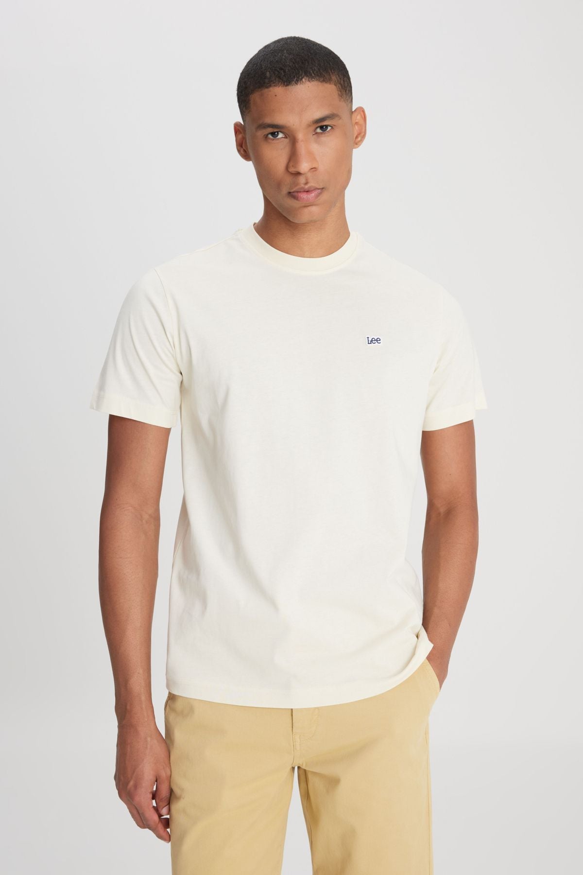 Lee Erkek Lightweight Small Logo  Beyaz Bisiklet Yaka Tişört  L60UFQ102