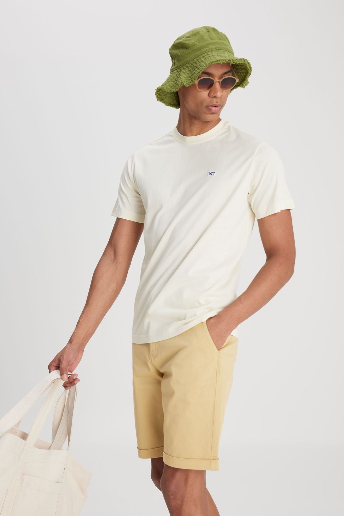 Lee Erkek Lightweight Small Logo  Beyaz Bisiklet Yaka Tişört  L60UFQ102
