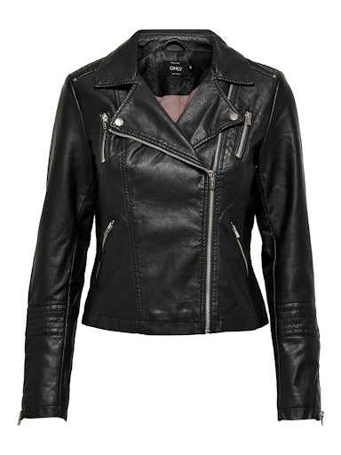 Only Kadın Onlgemma Faux Leather Biker Siyah Deri Ceket 15153079S