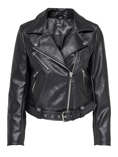 Only Kadın Onlvera Faux Leather Biker Siyah Deri Ceket 15232135S