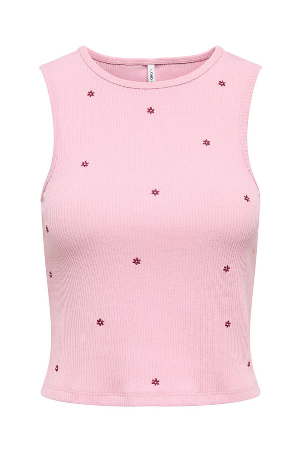 ONLY Kadın Pembe Rib Top 15367486