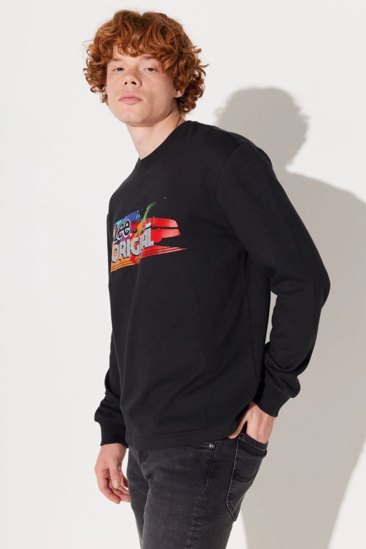 Riders by Lee   Erkek Regular Fit Bisiklet Yaka Şardonlu Siyah Sweatshirt L232519001S