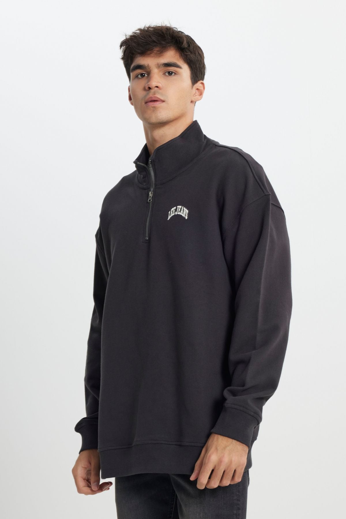 Riders by Lee   Erkek Regular Fit Normal Kesim Dik Yaka Asfalt Siyahı Sweatshirt  LL99RFONS