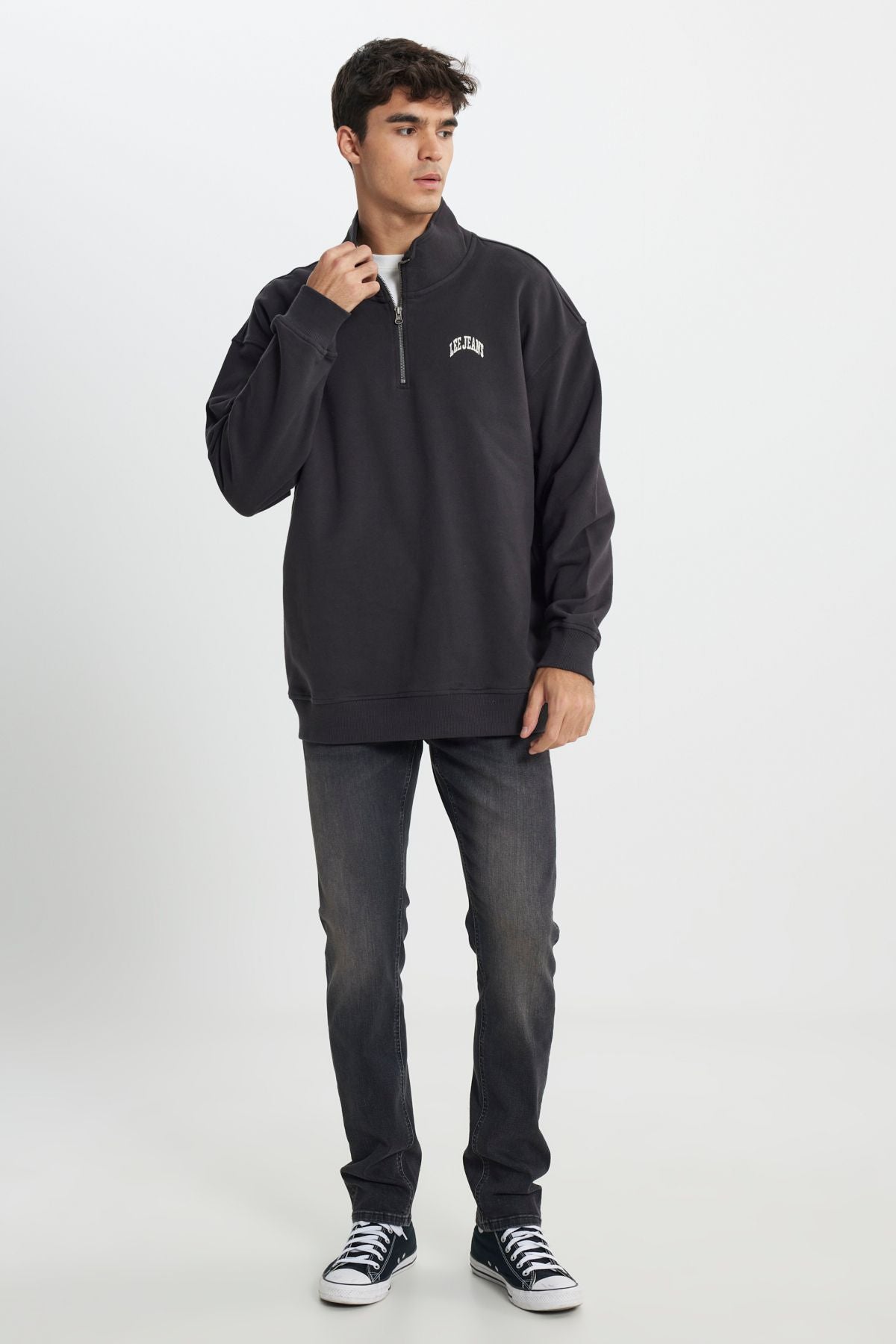 Riders by Lee   Erkek Regular Fit Normal Kesim Dik Yaka Asfalt Siyahı Sweatshirt  LL99RFONS