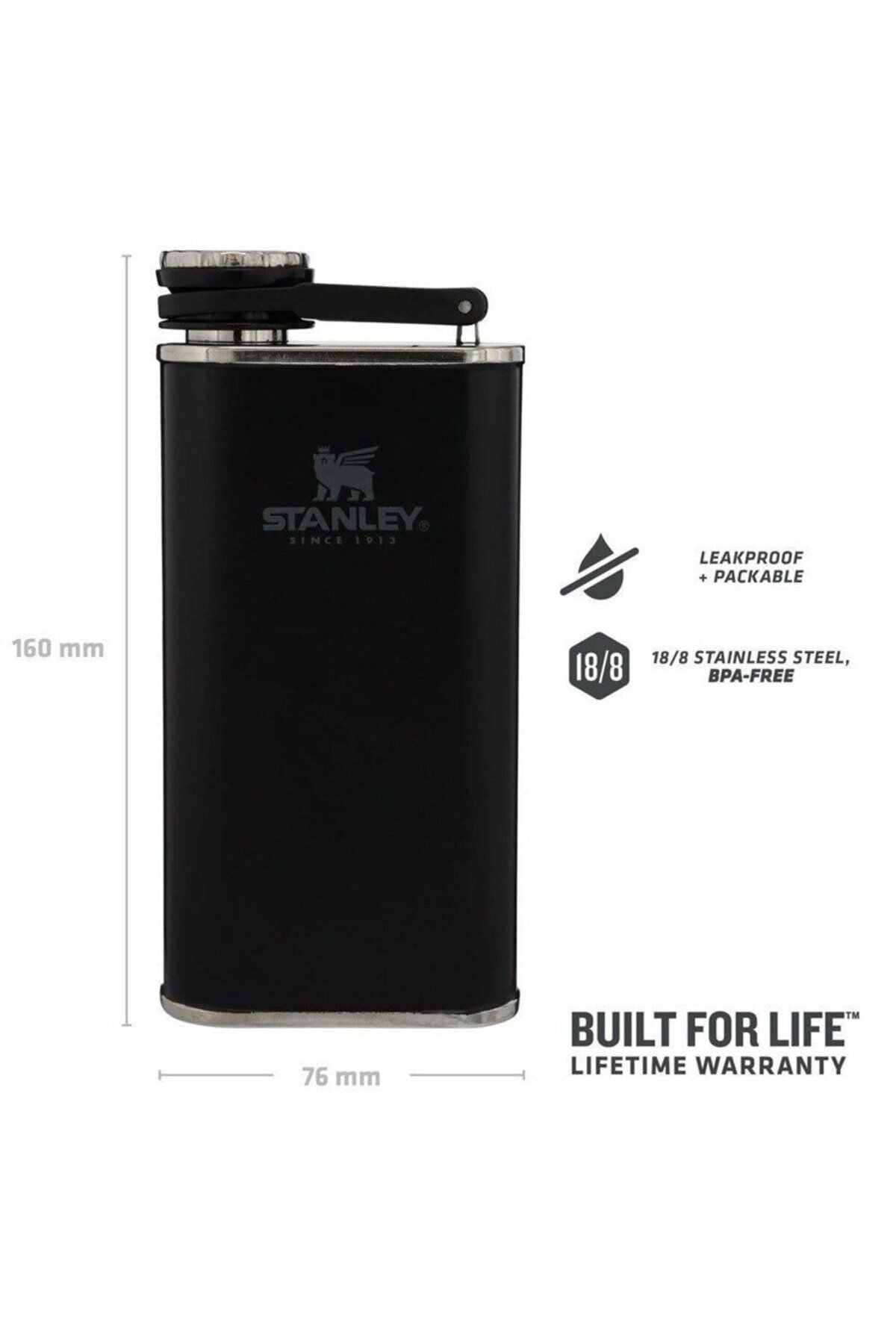 Stanley Klasik Paslanmaz Çelik Cep Matarası 0.23 Lt Siyah