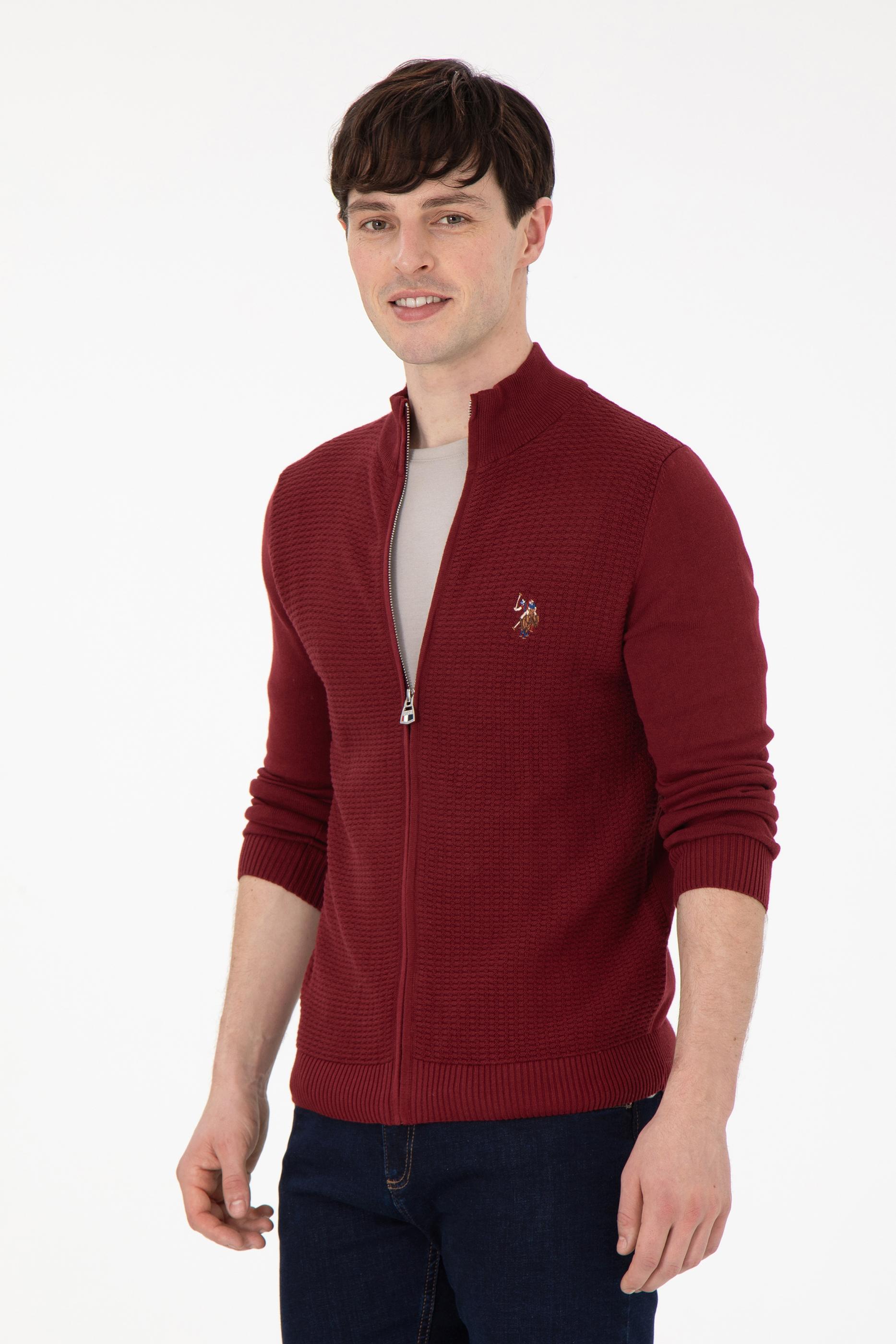 U.S. Polo Assn. Erkek Bordo  Triko Hırka 1920466