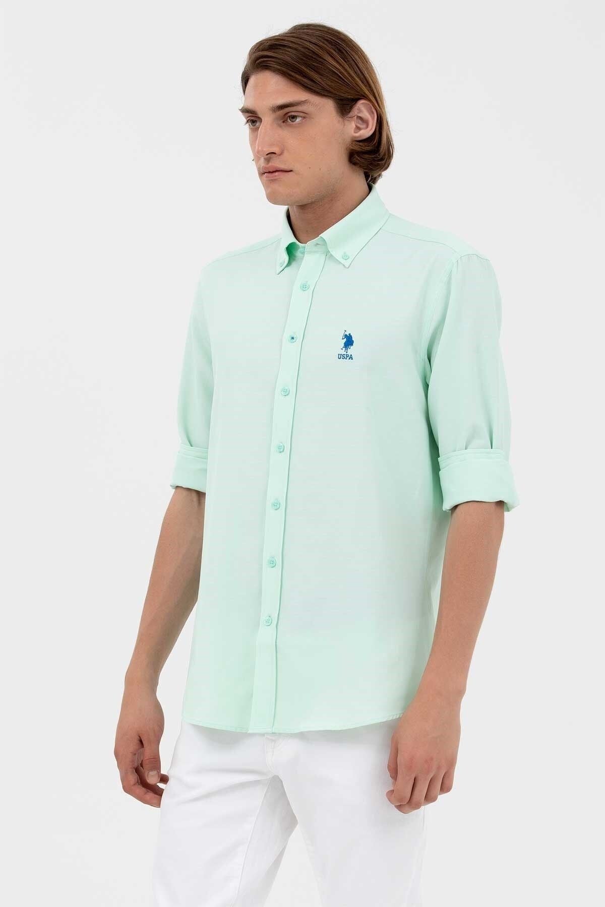 U.s.Polo Assn. Erkek Su Yeşili Dokuma Gömlek G082SZ012