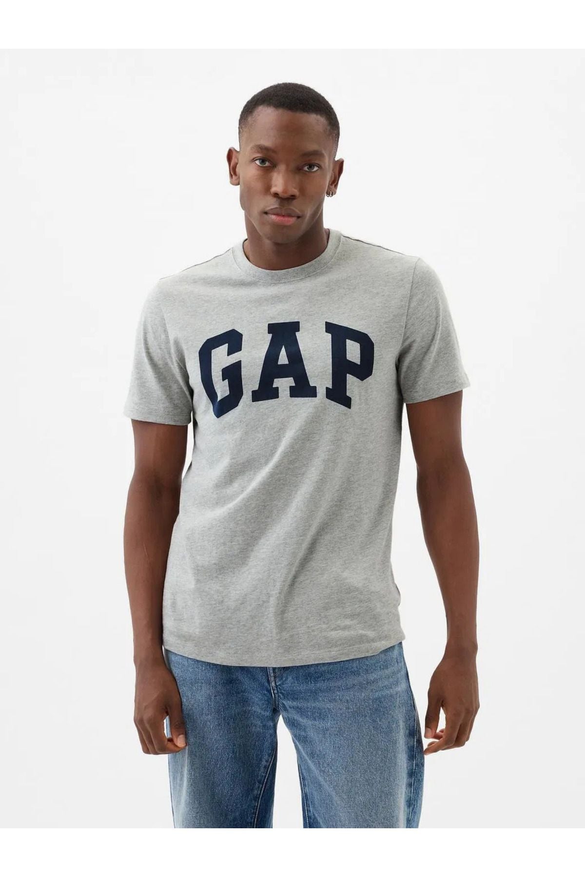 GAP Erkek Gri Logolu Tişört 856659000