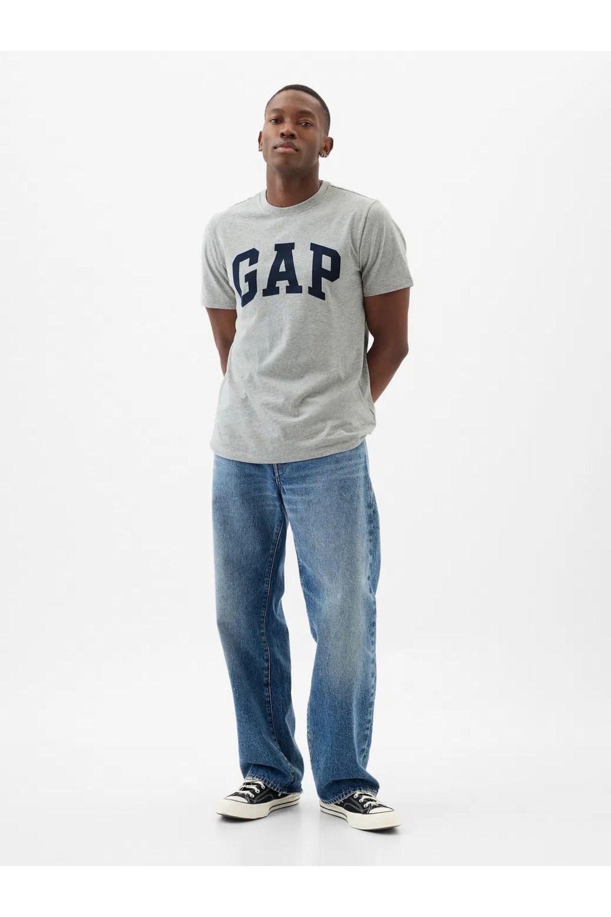 GAP Erkek Gri Logolu Tişört 856659000