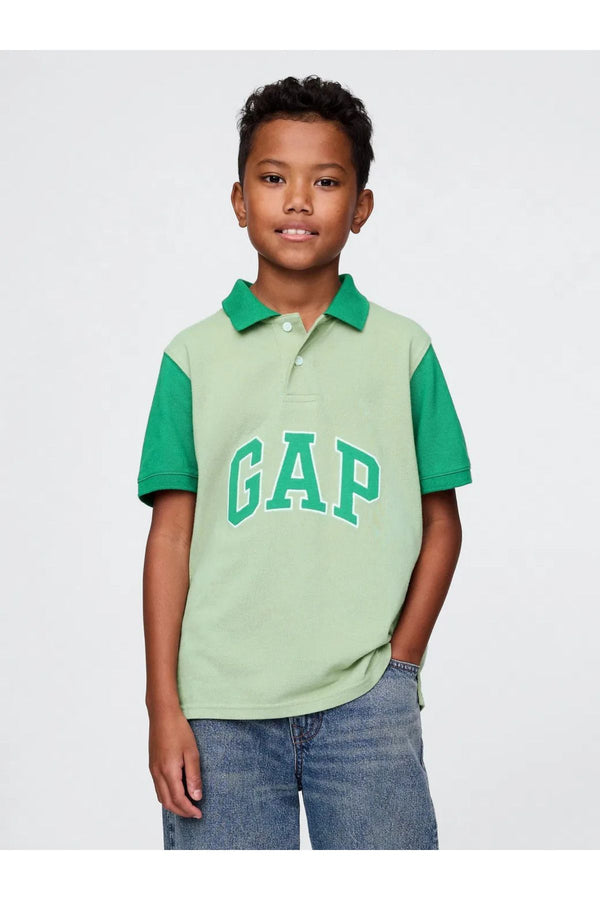 GAP Erkek Çocuk Gap Logo Polo Yaka Yeşil Tişört 708502000