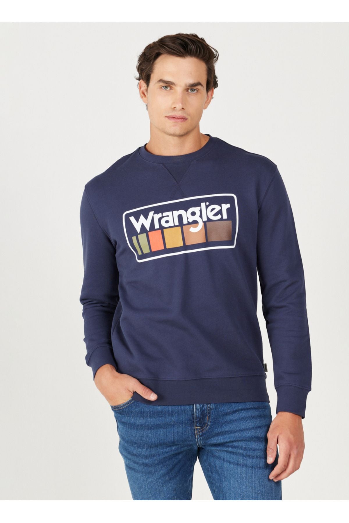 Wrangler Bisiklet Yaka Lacivert Erkek Sweatshırt  Bisiklet Yaka Sweatshirt W646H1114L