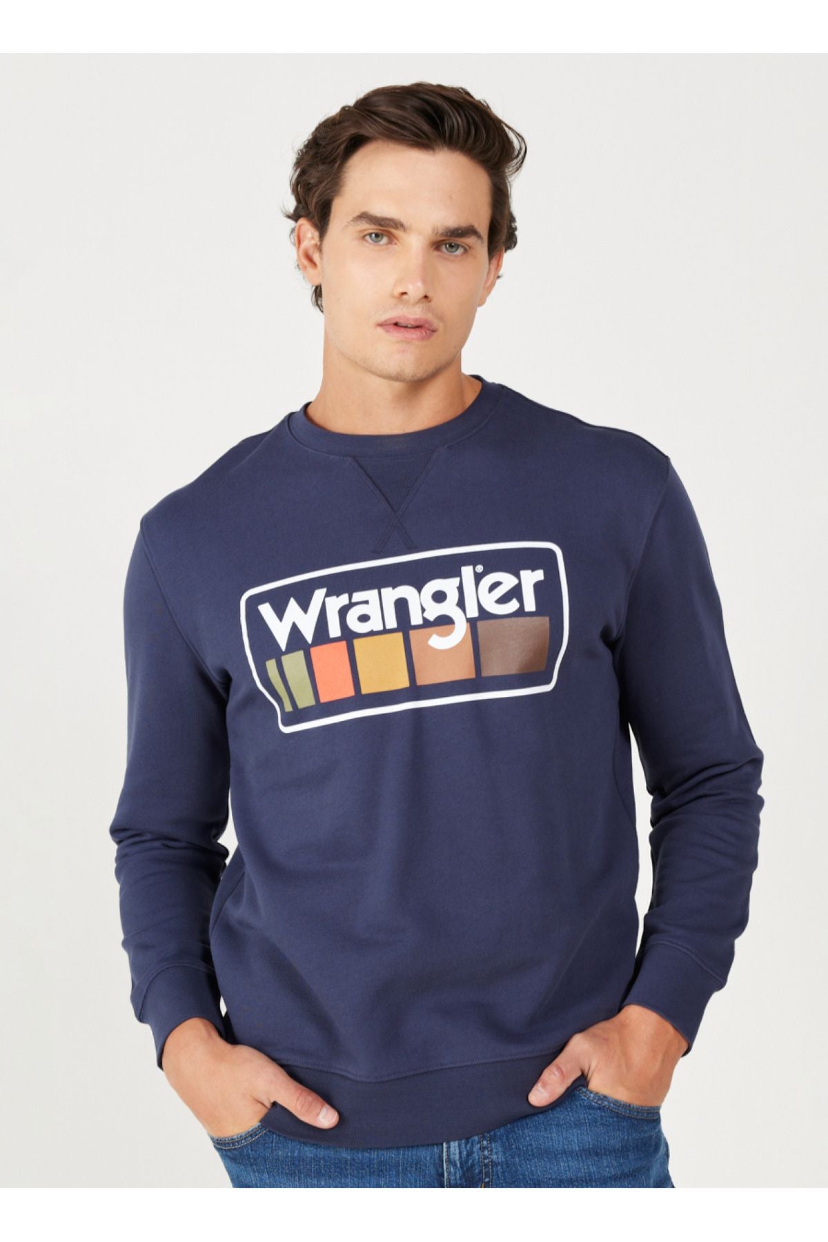 Wrangler Bisiklet Yaka Lacivert Erkek Sweatshırt  Bisiklet Yaka Sweatshirt W646H1114L