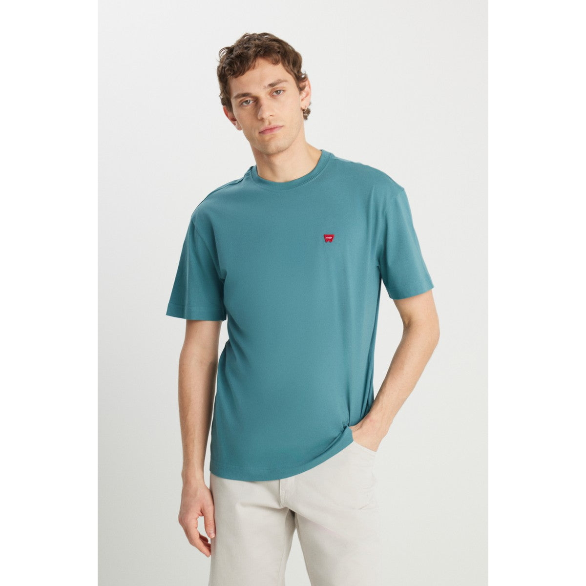 Wrangler Relaxed Fit Small Logo Petrol Tişört MW7NM203877W25